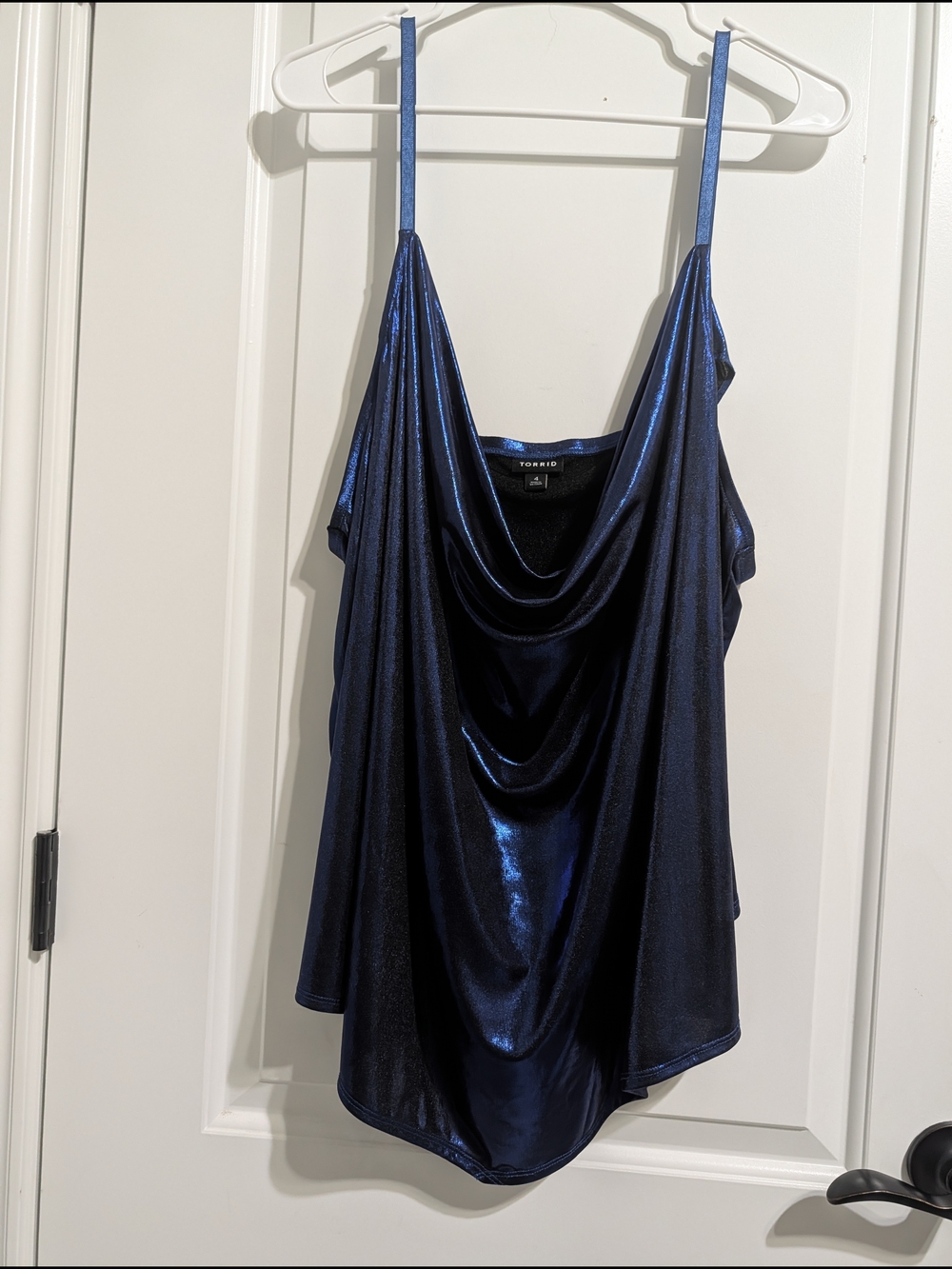 torrid Metallic Navy Cowl Neck Spaghetti Strap Camisole